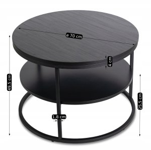 Stolik Kawowy Okrągły Loft Czarny Industrialny Ława Okrągła Czarna BEST 8