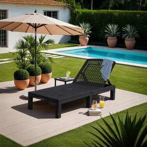 Leżak Ogrodowy Rattanowy Turystyczny Rozkładany Leżanka Łóżko ARIZONA 2