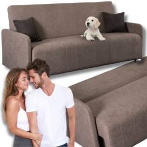 Wersalka Sofa Kanapa Rozkładana z Funkcją Spania Dwuosobowa Beżowa ASPEN 1