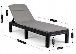 Leżak Ogrodowy Rattanowy Turystyczny Rozkładany Leżanka Łóżko LUIZJANA 13