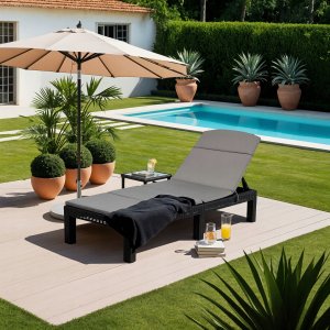 Leżak Ogrodowy Rattanowy Turystyczny Rozkładany Leżanka Łóżko LUIZJANA 2