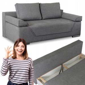 Sofa Kanapa Rozkładana z Funkcją Spania Wersalka Dwuosobowa Szara RENO 1