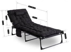 Leżak Ogrodowy Łóżko Polowe Fotel Turystyczny Rozkładany Leżanka VENUS 8