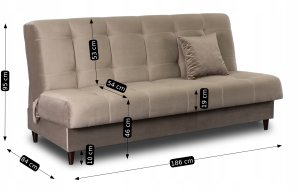 Wersalka Sofa Kanapa Rozkładana z Funkcją Spania Dwuosobowa Beżowa LIMA 11