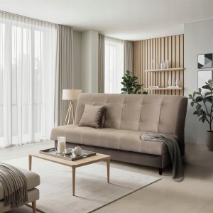 Wersalka Sofa Kanapa Rozkładana z Funkcją Spania Dwuosobowa Beżowa LIMA 2