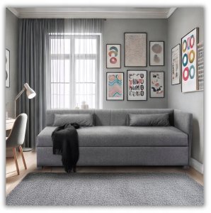 Łóżko 90x200 Młodzieżowe Tapicerowane Jednoosobowe Tapczan Szare KARO 2 2