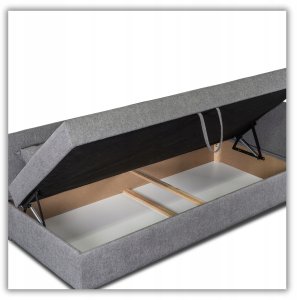 Łóżko 90x200 Młodzieżowe Tapicerowane Jednoosobowe Tapczan Szare KARO 2 4