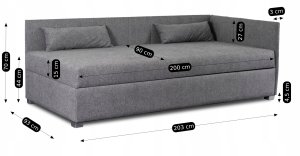 Łóżko 90x200 Młodzieżowe Tapicerowane Jednoosobowe Tapczan Szare KARO 2 9