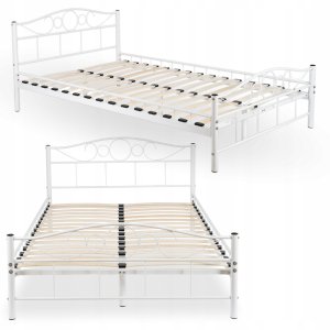 Łóżko 120x200 Metalowe Jednoosobowe Pojedyncze Młodzieżowe Białe GRIFFIN 2