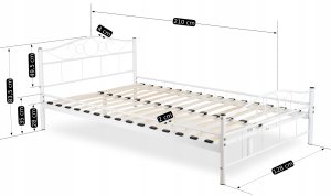 Łóżko 120x200 Metalowe Jednoosobowe Pojedyncze Młodzieżowe Białe GRIFFIN 10