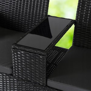 Sofa Kanapa Rattanowa Ława Ławka Ogrodowa Na Taras Ogród KENT Czarna 4