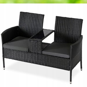 Sofa Kanapa Rattanowa Ława Ławka Ogrodowa Na Taras Ogród KENT Czarna 8