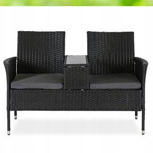 Sofa Kanapa Rattanowa Ława Ławka Ogrodowa Na Taras Ogród KENT Czarna 9