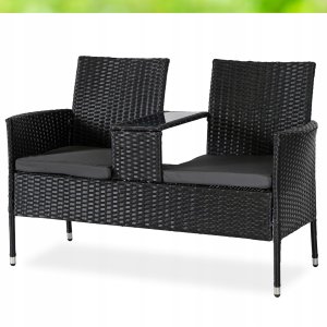 Sofa Kanapa Rattanowa Ława Ławka Ogrodowa Na Taras Ogród KENT Czarna 10