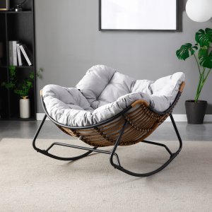 Fotel Leżak Ogrodowy Bujany Bujak Leżanka Do Salonu Na Taras ELTON Szary 4