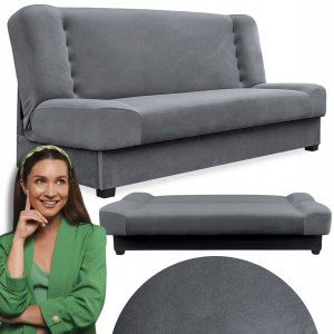 Sofa Kanapa Rozkładana z Funkcją Spania Wersalka Dwuosobowa Szara PIANO 1