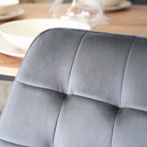 Zestaw Stół Okrągły Rozkładany z Krzesło 6x Tapicerowane Szare Welurowe 12