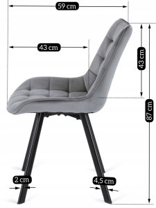 Zestaw Stół Okrągły Rozkładany z Krzesło 6x Tapicerowane Szare Welurowe 15