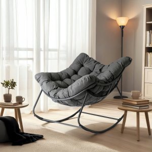 Fotel Leżak Ogrodowy Bujany Bujak Leżanka Do Salonu Na Taras LAREDO Szary 2