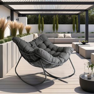 Fotel Leżak Ogrodowy Bujany Bujak Leżanka Do Salonu Na Taras LAREDO Szary 3