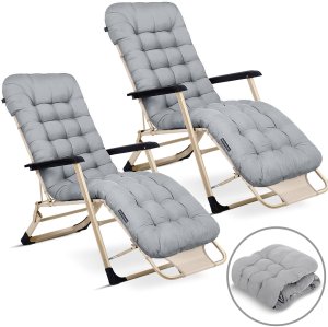 Leżak ogrodowy składany z poduszką Sofotel ChillWell zestaw 2 szt jasno szary 2