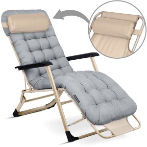 Leżak ogrodowy składany z poduszką Sofotel ChillWell zestaw 2 szt jasno szary 3