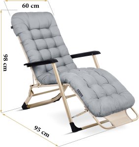 Leżak ogrodowy składany z poduszką Sofotel ChillWell zestaw 2 szt jasno szary 4