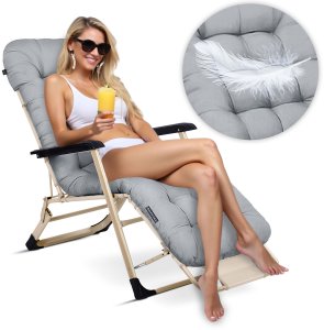 Leżak ogrodowy składany z poduszką Sofotel ChillWell zestaw 2 szt jasno szary 6