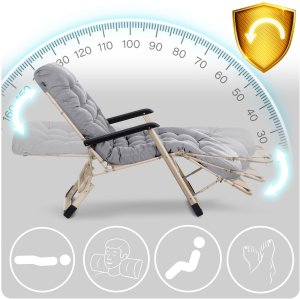 Leżak ogrodowy składany z poduszką Sofotel ChillWell zestaw 2 szt jasno szary 9