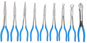 SZCZYPCE KOMBINERKI DŁUGIE WYGIĘTE PROSTE PŁASKIE OCZKOWE 280MM ZESTAW 9el 4