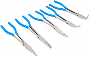 SZCZYPCE KOMBINERKI DŁUGIE WYGIĘTE PROSTE PŁASKIE OCZKOWE 280MM ZESTAW 9el 6