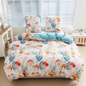 Pościel 200x2200 bawełna satynowa dwustronna GierekHoff gruba 3 części GH 3065 grzyby 3