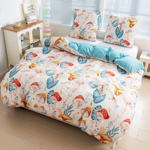 Pościel 200x2200 bawełna satynowa dwustronna GierekHoff gruba 3 części GH 3065 grzyby 6