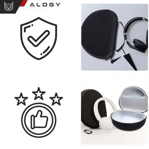 Etui ochronne na słuchawki do JBL Tune 600/510/500/460/450 Alogy Hard Case obudowa ochronna na zamek Czarne 3