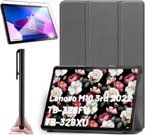 Etui na tablet Lenovo Tab M10 3gen 3 GEN 10.1 2022 TB328FU TB328XU obudowa Case Alogy Book Cover Szare + Szkło + Rysik 1
