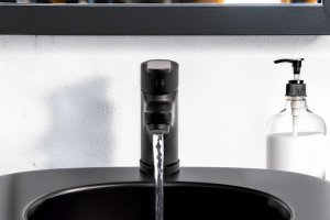 Bateria umywalkowa stojąca łazienkowa czarna - Yoka 9