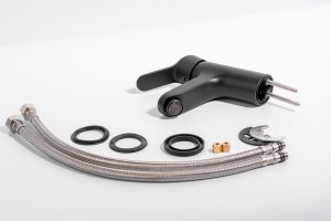 Bateria umywalkowa stojąca łazienkowa czarna - Yoka 10