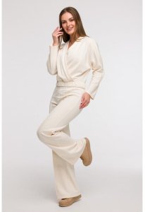B292 Bluza z kopertowym dekoltem - waniliowa (kolor ecru, rozmiar L) 4