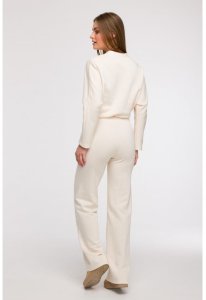 B292 Bluza z kopertowym dekoltem - waniliowa (kolor ecru, rozmiar L) 5