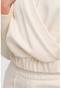 B292 Bluza z kopertowym dekoltem - waniliowa (kolor ecru, rozmiar L) 6