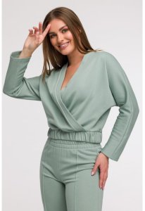 B292 Bluza z kopertowym dekoltem - miętowa (kolor Miętowy, rozmiar L) 3