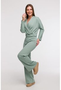 B292 Bluza z kopertowym dekoltem - miętowa (kolor Miętowy, rozmiar L) 4
