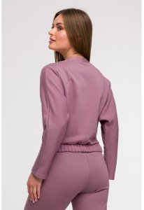 B292 Bluza z kopertowym dekoltem - wrzosowa (kolor wrzos, rozmiar L) 2