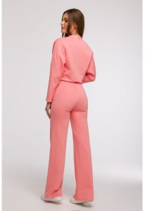 B296 Spodnie dresowe z przeszyciami - koralowe (kolor koral, rozmiar S) 2