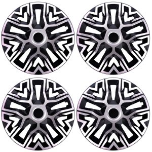 Komplet kołpaków uniwersalnych The Best bicolor srebnro-czarne 15 cali 3