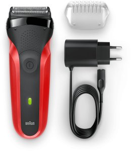 Golarka Braun Braun Series 3 300s, Foil shaver, 2 SensoFoil, Black, Red, LED, Battery, Nickel-Metal Hydride (NiMH) 3