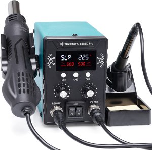 Zestaw Stacja Lutownicza 2w1 Techrebal 8586 Myjka Ultradźwiękowa Akcesoria 7