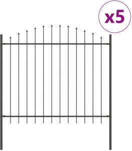 vidaXL Panele ogrodzeniowe z łukiem Zestaw 5 Szare Stal malowana proszkowo 2