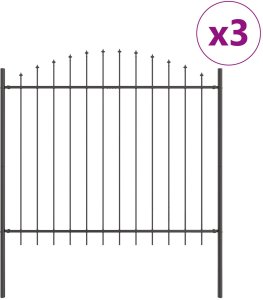 vidaXL Panel ogrodzeniowy z łukiem na szpikulcu Zestaw 3 Szary 2