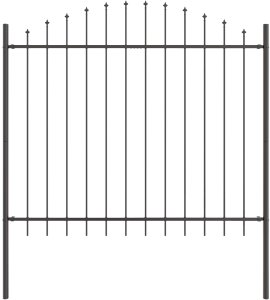 vidaXL Panel ogrodzeniowy z łukiem na szpikulcu Zestaw 3 Szary 4